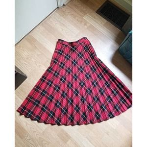 1970s Pleated Plaid Skirt || Small